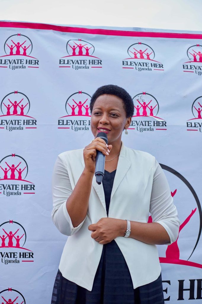 Loice Natukunda speaks at the launch of Elevate Her Uganda